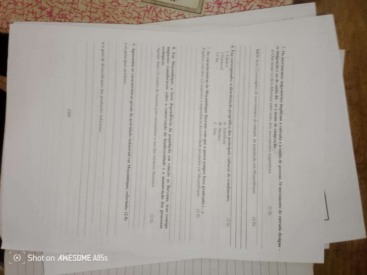 Perguntas previstas para o exame de Geografia 10ª classe 2024